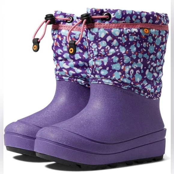 New! BOGS Snow Shell Boot-Animal Violet Multi youth size 7