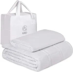 New GnO Premium Adult Weighted Blanket & Removable Bamboo Cover - (12 Lbs - 48''x72'' - Full/Double Size)- 100% Oeko Tex Certified Cooling Cotton & Glass Beads- Organic Heavy Blanket- Designed in USA - White! Washable! Retails $119 