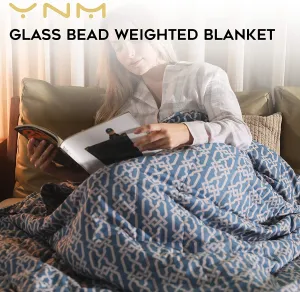 New in package! YnM Cotton Cooling Weighted Blanket, 20 lbs 48''x72'', Twin/Full, 2.0 Cooling Blanket! Blue Pattern! Retails $110 