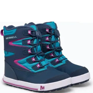 NEW MERRELL snow bank 3.0 waterproof kids boot in navy/turquoise