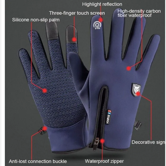 NEW Unisex Waterproof Thermal Touch Screen Gloves, Sz L