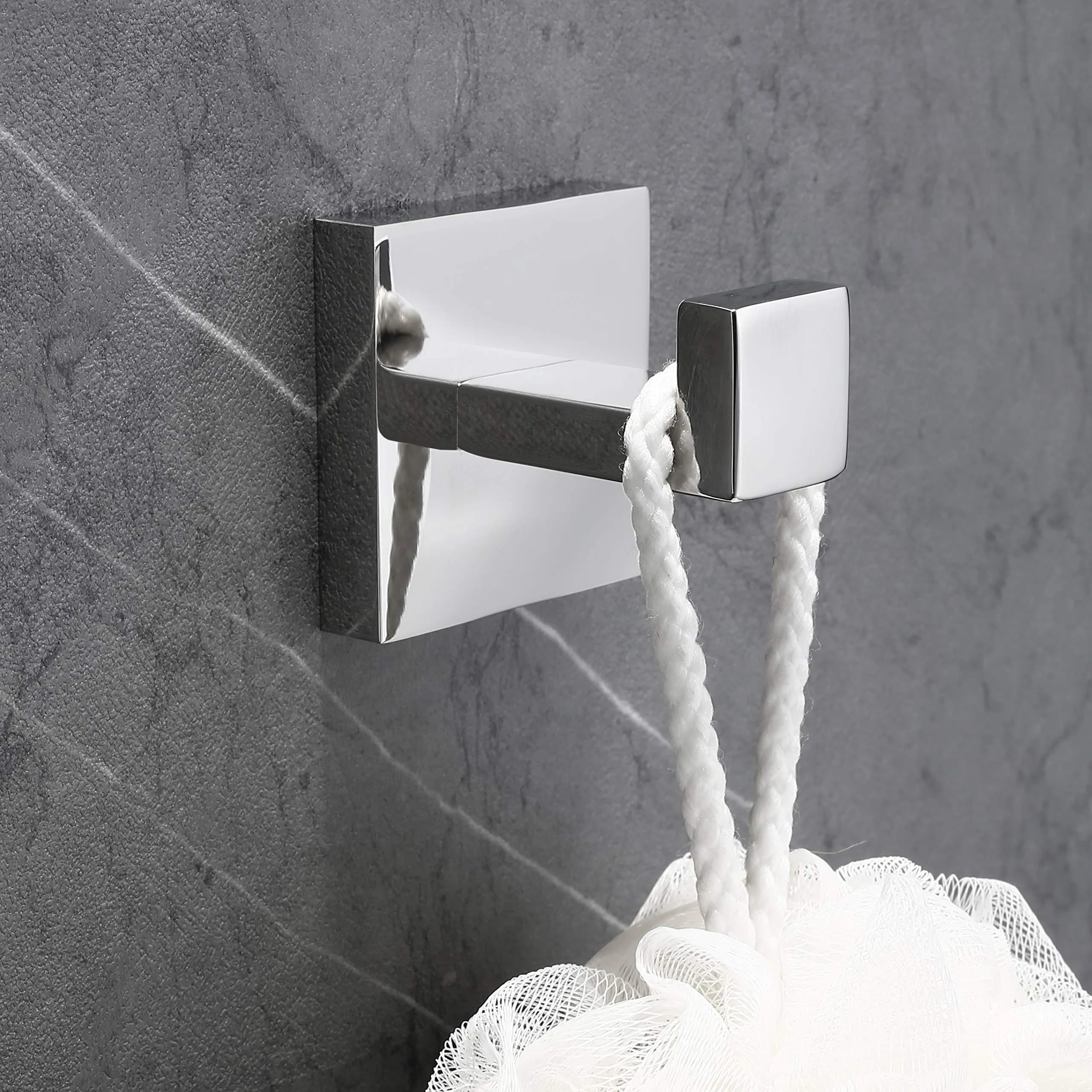 Nolimas Bath Towel Hook SUS 304 Stainless Steel Square Clothes Towel Coat Robe Hook Cabinet Closet Door Sponges Hanger for Bath Kitchen Garage Heavy Duty Wall Mounted, Chrome Polished Finish,2Pack