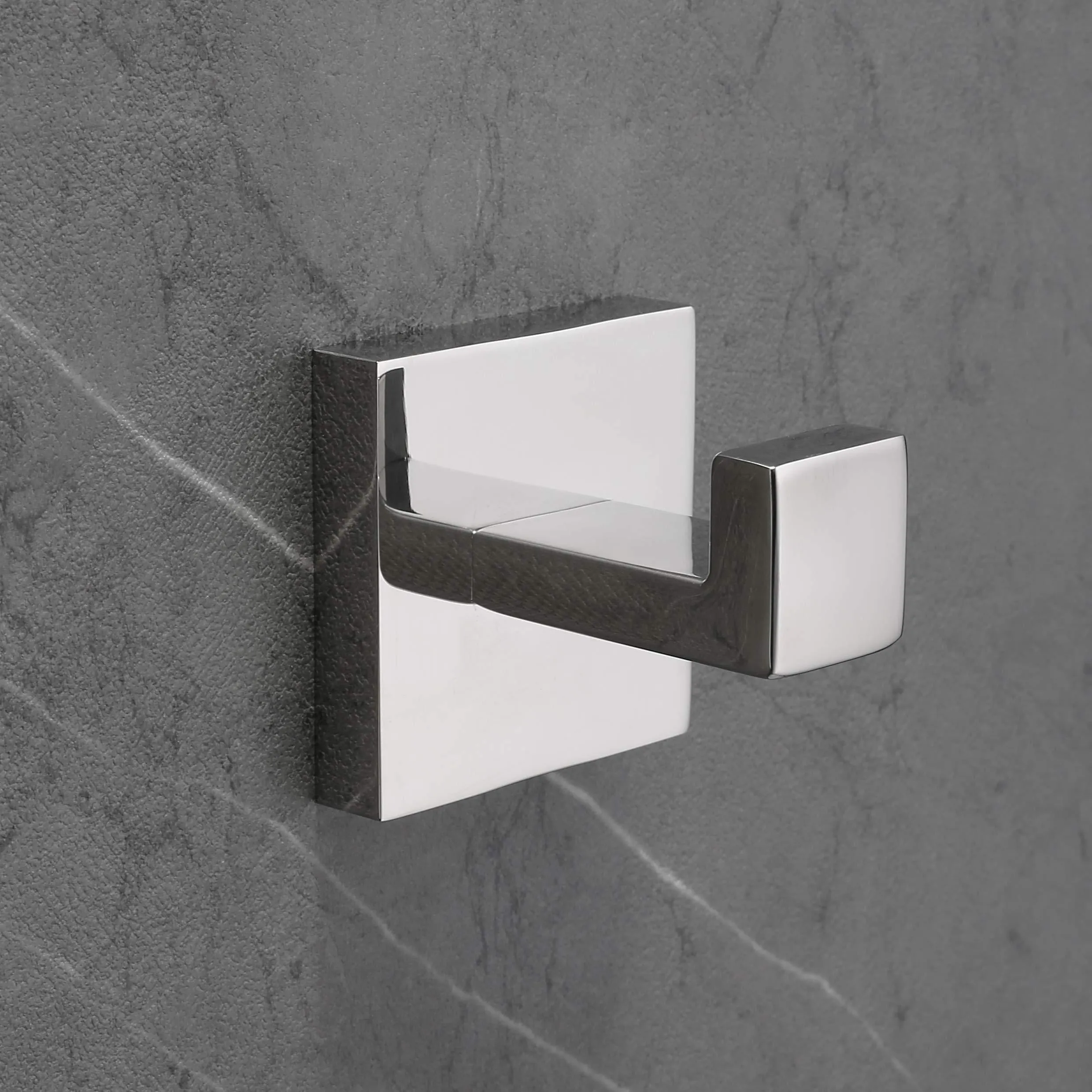 Nolimas Bath Towel Hook SUS 304 Stainless Steel Square Clothes Towel Coat Robe Hook Cabinet Closet Door Sponges Hanger for Bath Kitchen Garage Heavy Duty Wall Mounted, Chrome Polished Finish,2Pack