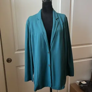 NWT J. Jill Turquoise Blue Double Button Jacket/Blazer Woman Size Large