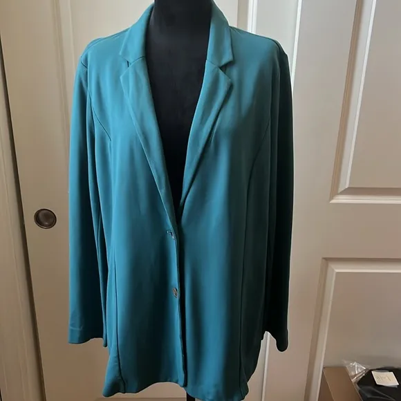 NWT J. Jill Turquoise Blue Double Button Jacket/Blazer Woman Size Large