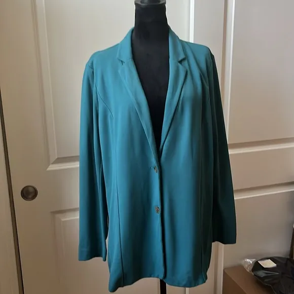 NWT J. Jill Turquoise Blue Double Button Jacket/Blazer Woman Size Large