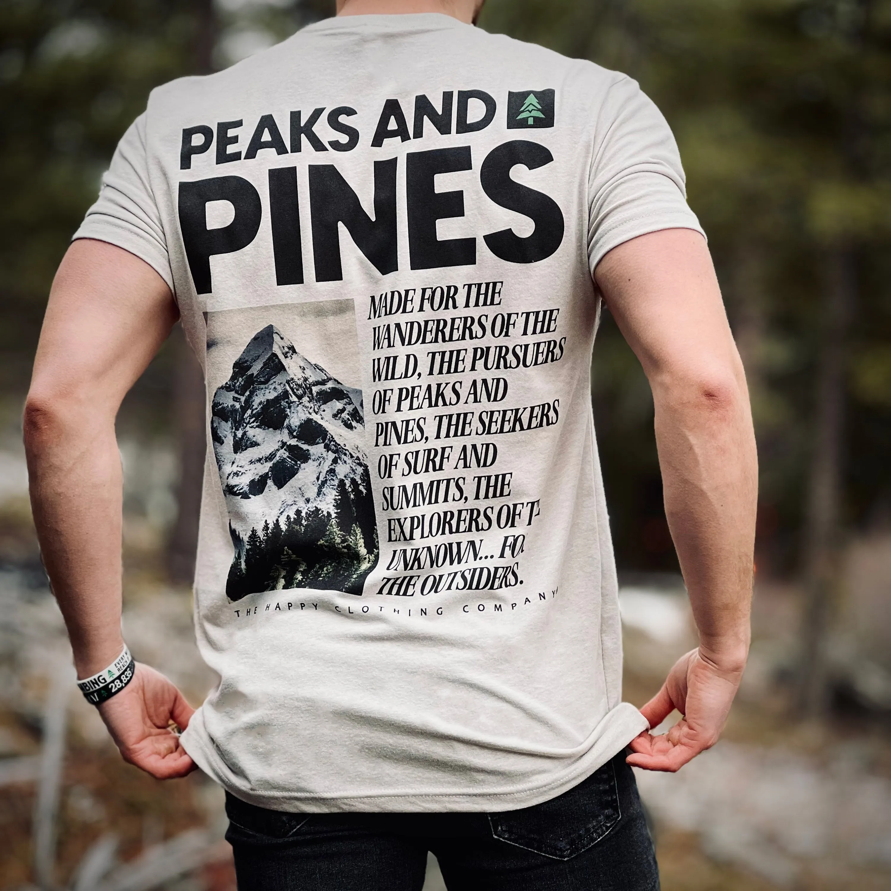 Peaks and Pines Back Print 'Explorer Tee' | Lightweight Blend |
