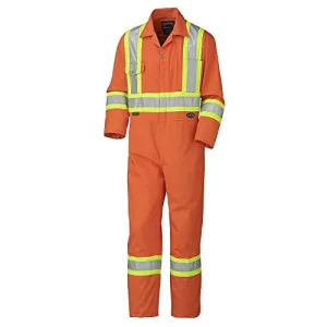 Pioneer CSA Action Back High Visibility Work Coverall with Elastic Waist & Adjustable Wrist, 7-Pocket