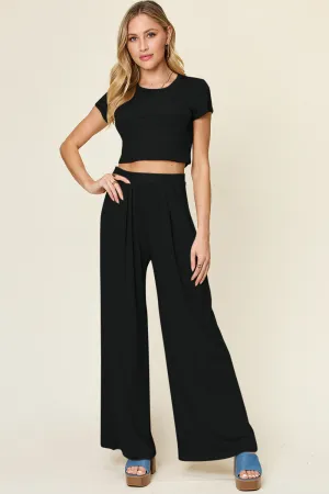 PREORDER Round Neck Top and Pants Set 3 Colors
