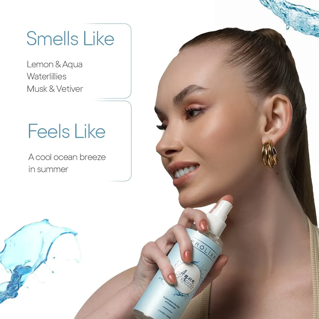 Prolixr Aqua Breeze Body Mist | Long Lasting Body Spray For Women & Men | Unisex Scent | Premium Fragrance | Refreshing Body Mist | 200ml |