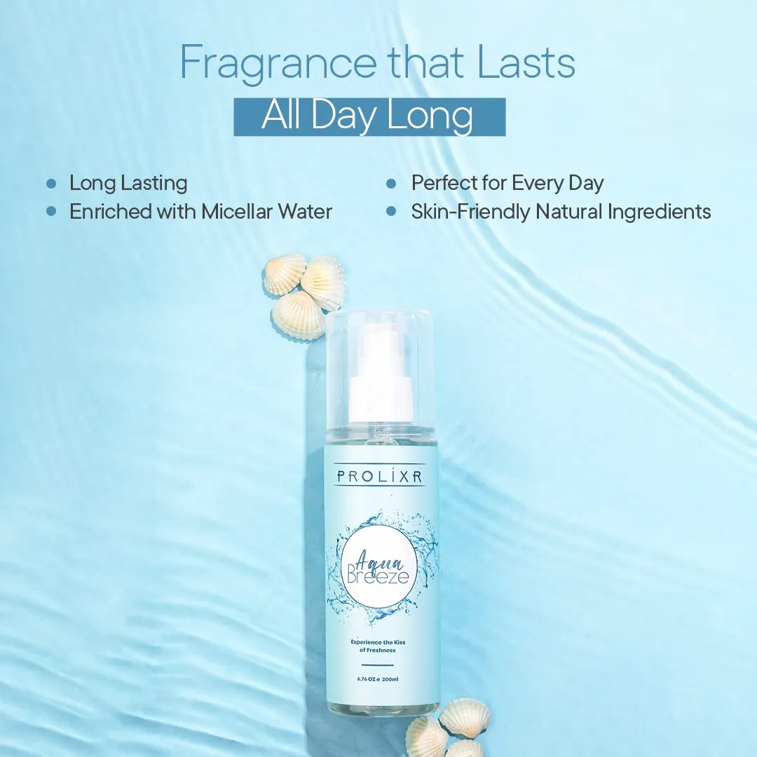 Prolixr Aqua Breeze Body Mist | Long Lasting Body Spray For Women & Men | Unisex Scent | Premium Fragrance | Refreshing Body Mist | 200ml |