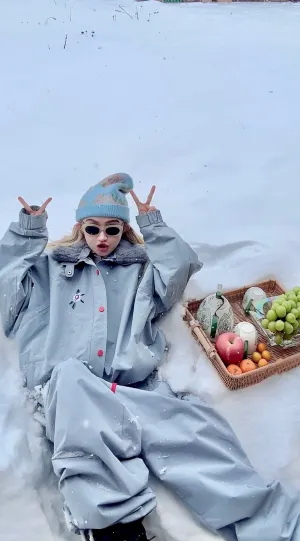 QLEO Button and Flower Snow Pant