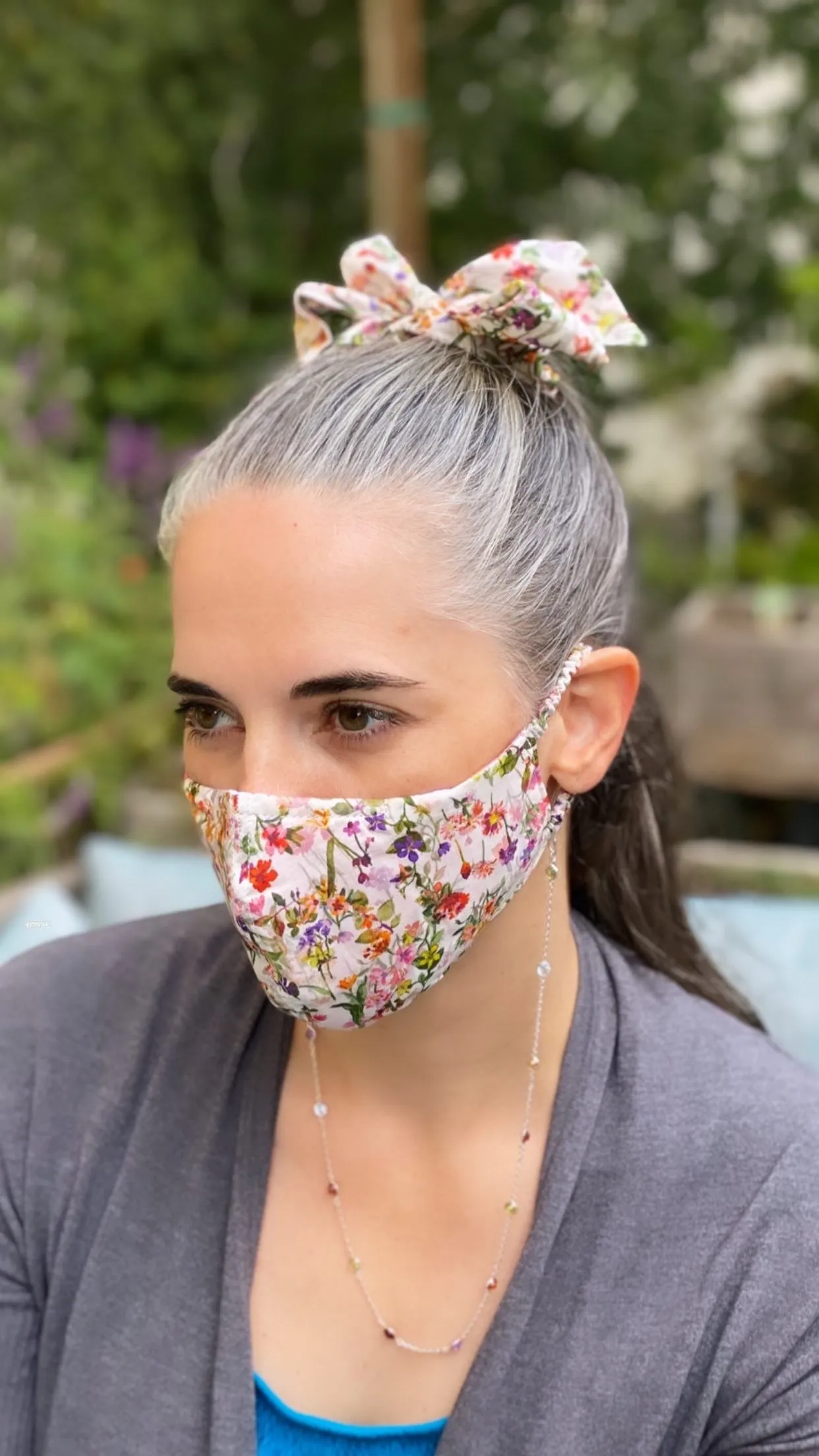 "Be Safe. Be Kind" Printed Heirloom Mask - Botanical Garden, Ivory