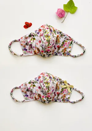 "Be Safe. Be Kind" Printed Heirloom Mask - Botanical Garden, Ivory
