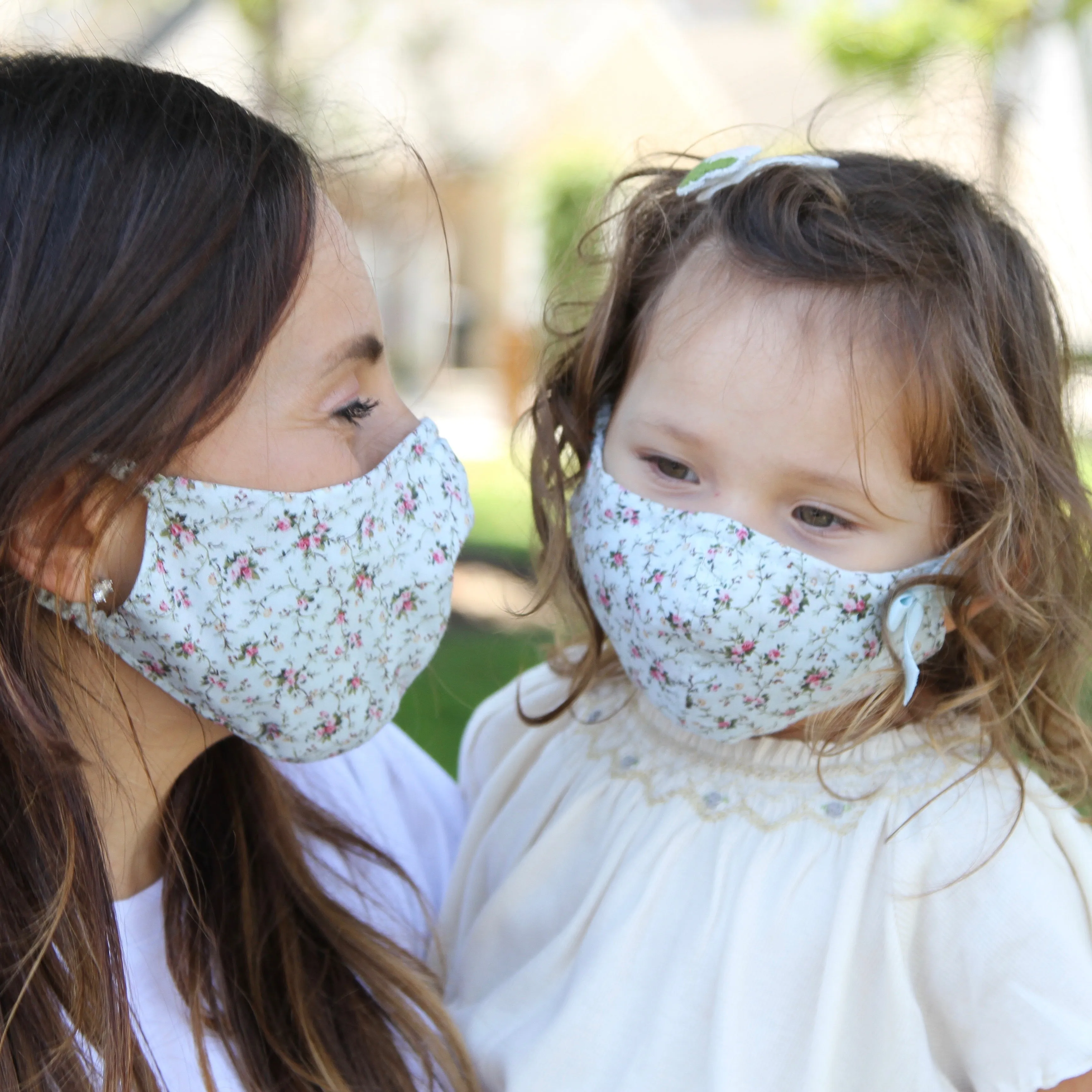 "Be Safe. Be Kind" Printed Heirloom Mask - Dusky Roses