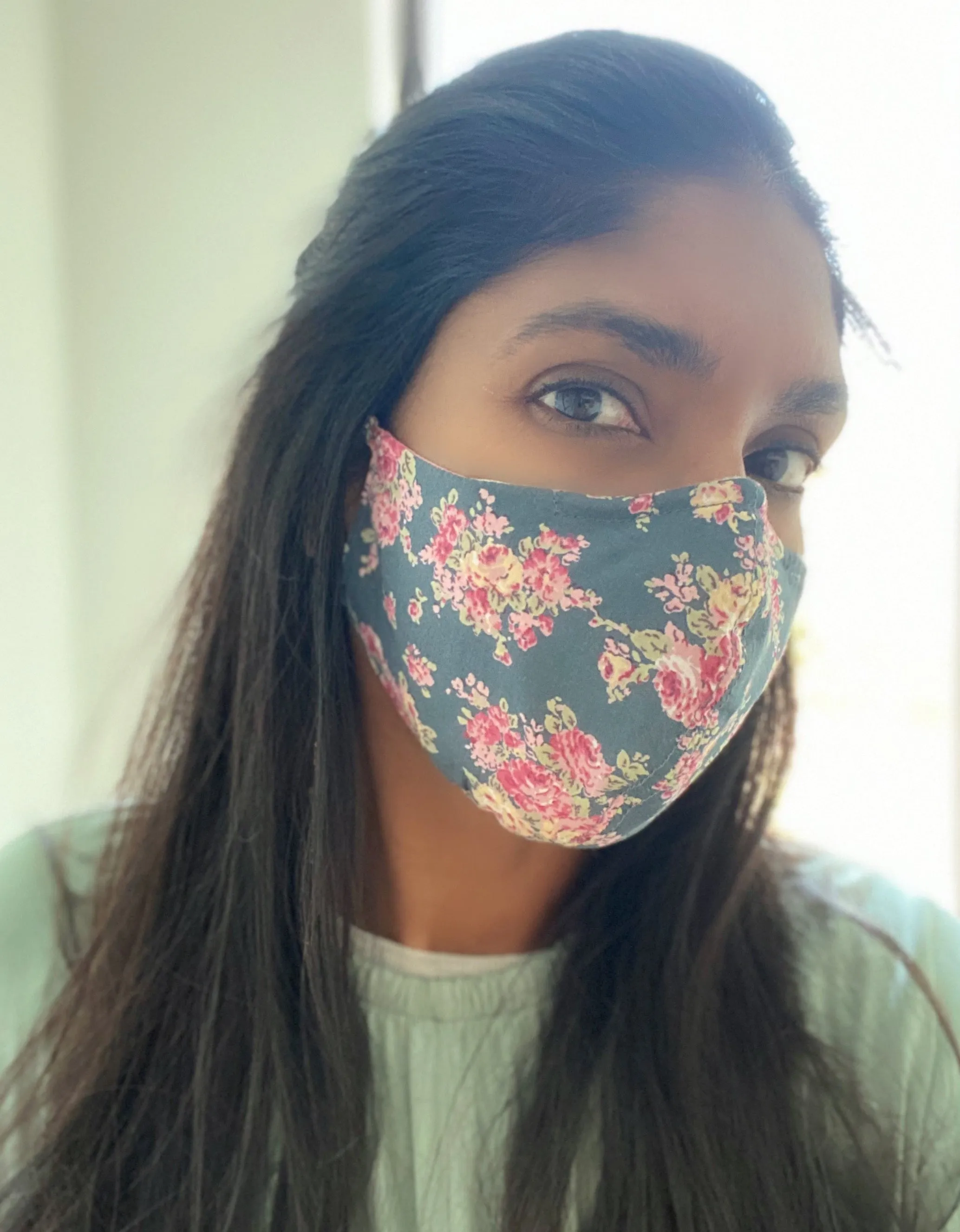 "Be Safe. Be Kind" Printed Heirloom Mask - Dusky Roses