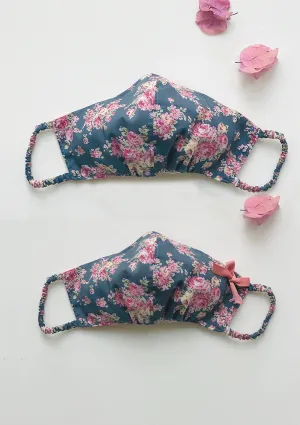 "Be Safe. Be Kind" Printed Heirloom Mask - Dusky Roses