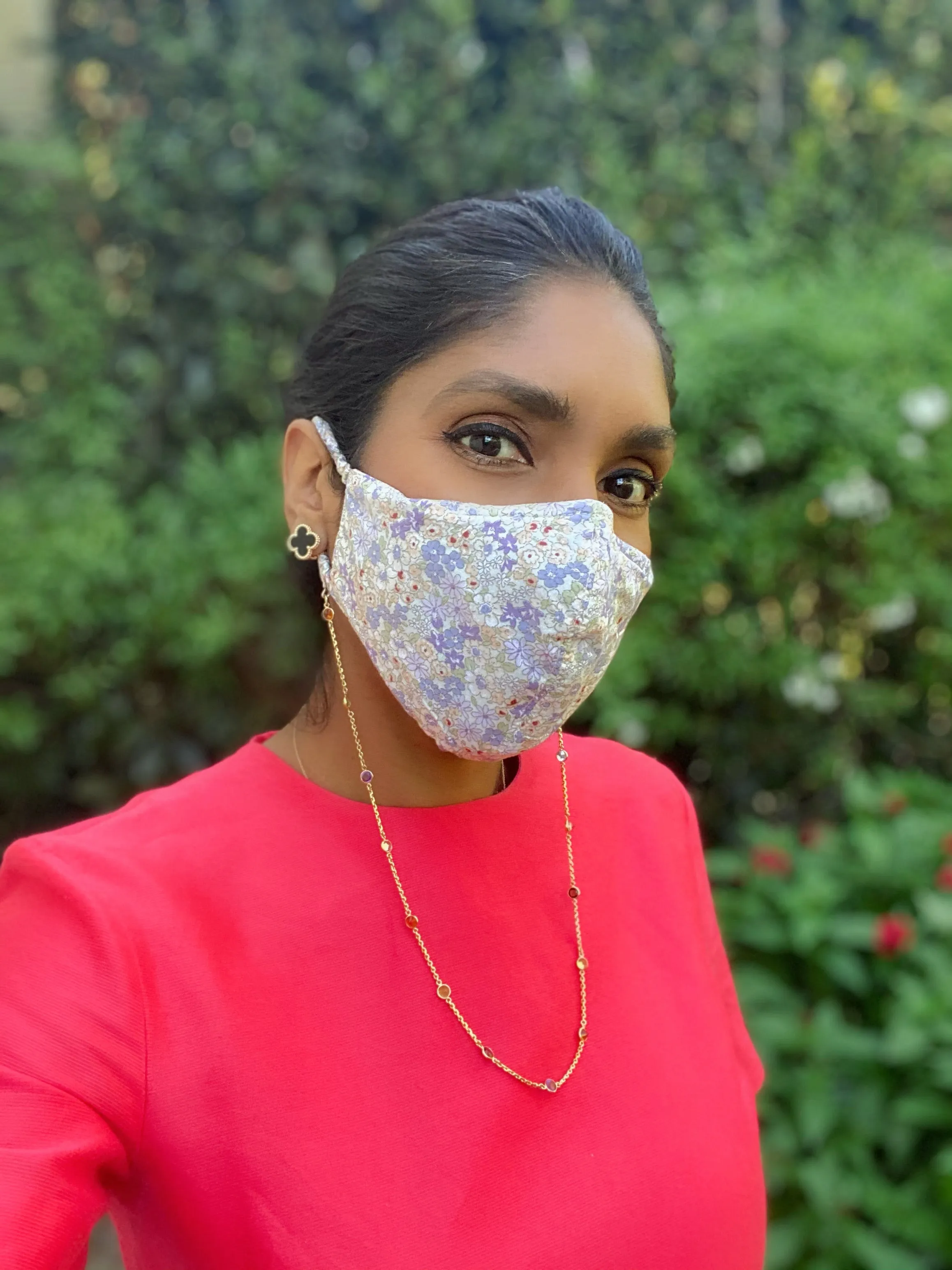 "Be Safe. Be Kind" Printed Heirloom Mask - Flower Garden, Purple