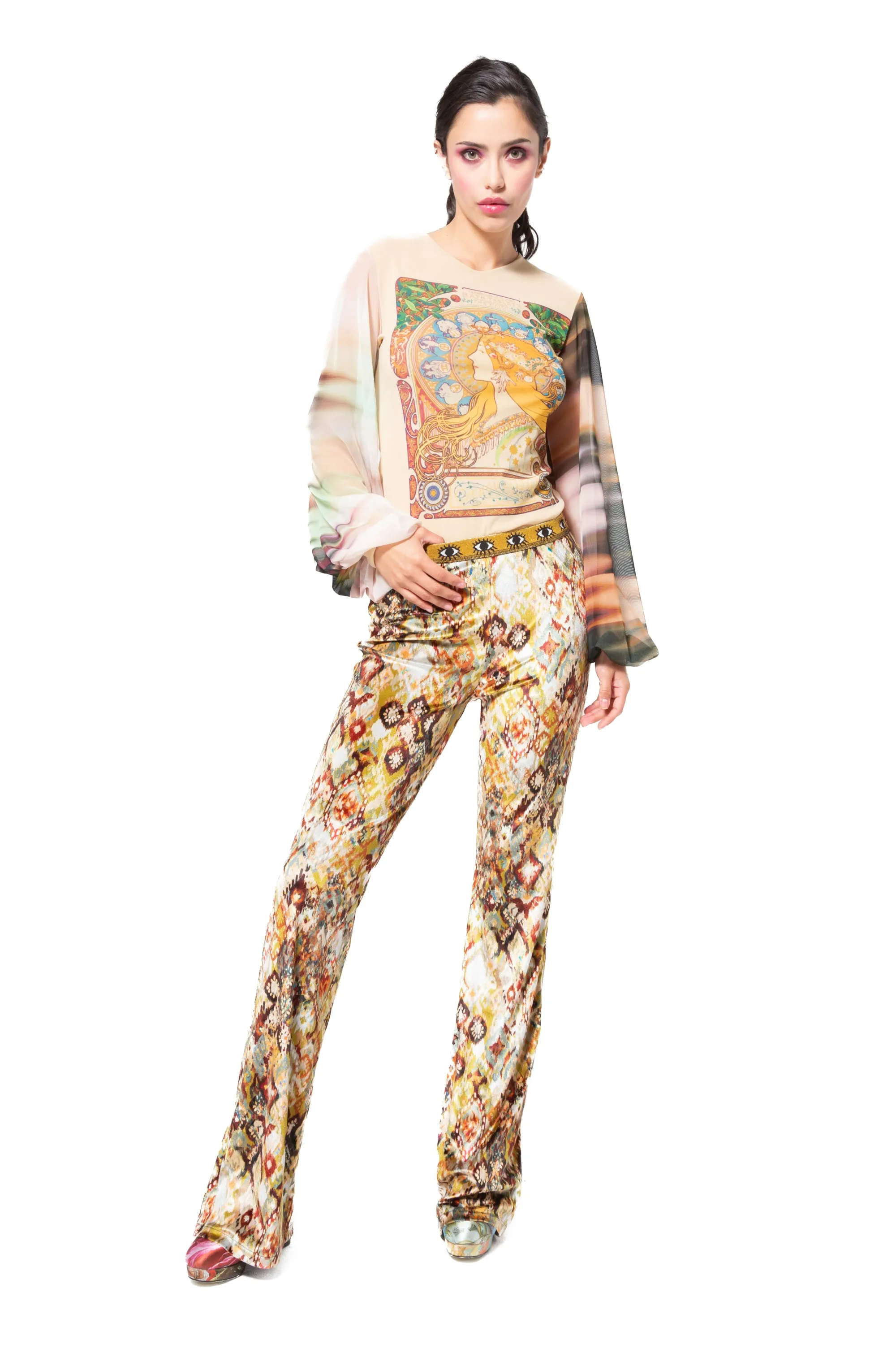 "Mosaic" Velvet Bootleg Pants