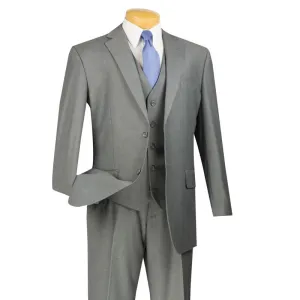 Regular Fit 3 Piece Suit 2 Button (Medium Gray) V2TR