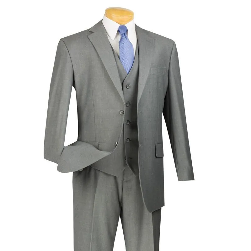 Regular Fit 3 Piece Suit 2 Button (Medium Gray) V2TR
