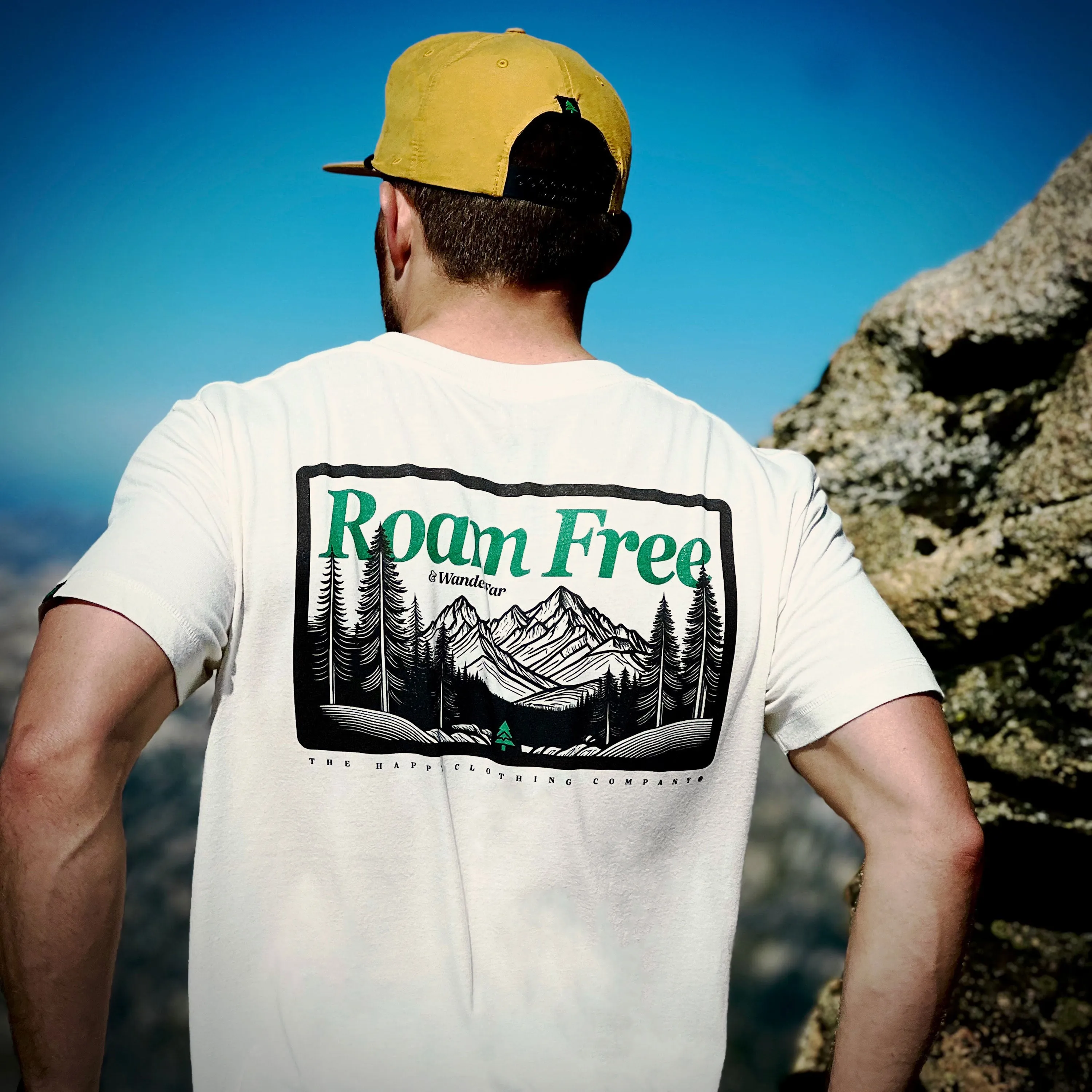 Roam Free & Wander Far Back Print 'Explorer Tee' | Lightweight Blend |