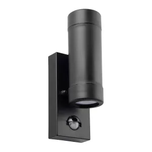 Saxby 81011 Icarus PIR 2lt wall IP44 7W Black polypropylene & clear pc 2 x 7W LED GU10 (Required)