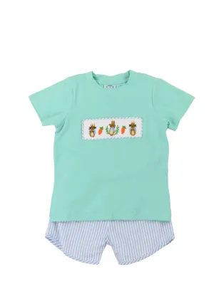 Seersucker Carrot Patch Boy Short Set