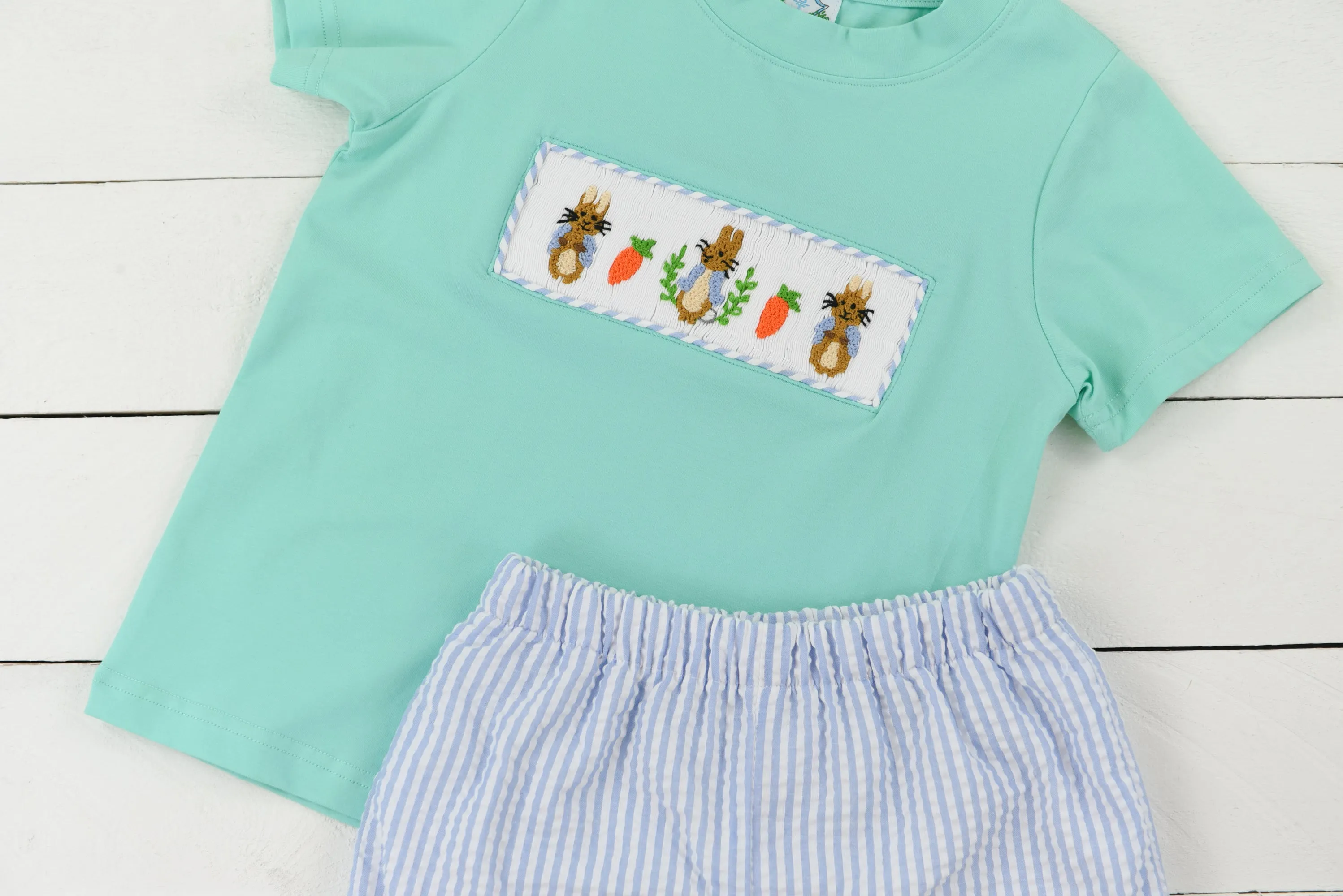 Seersucker Carrot Patch Boy Short Set