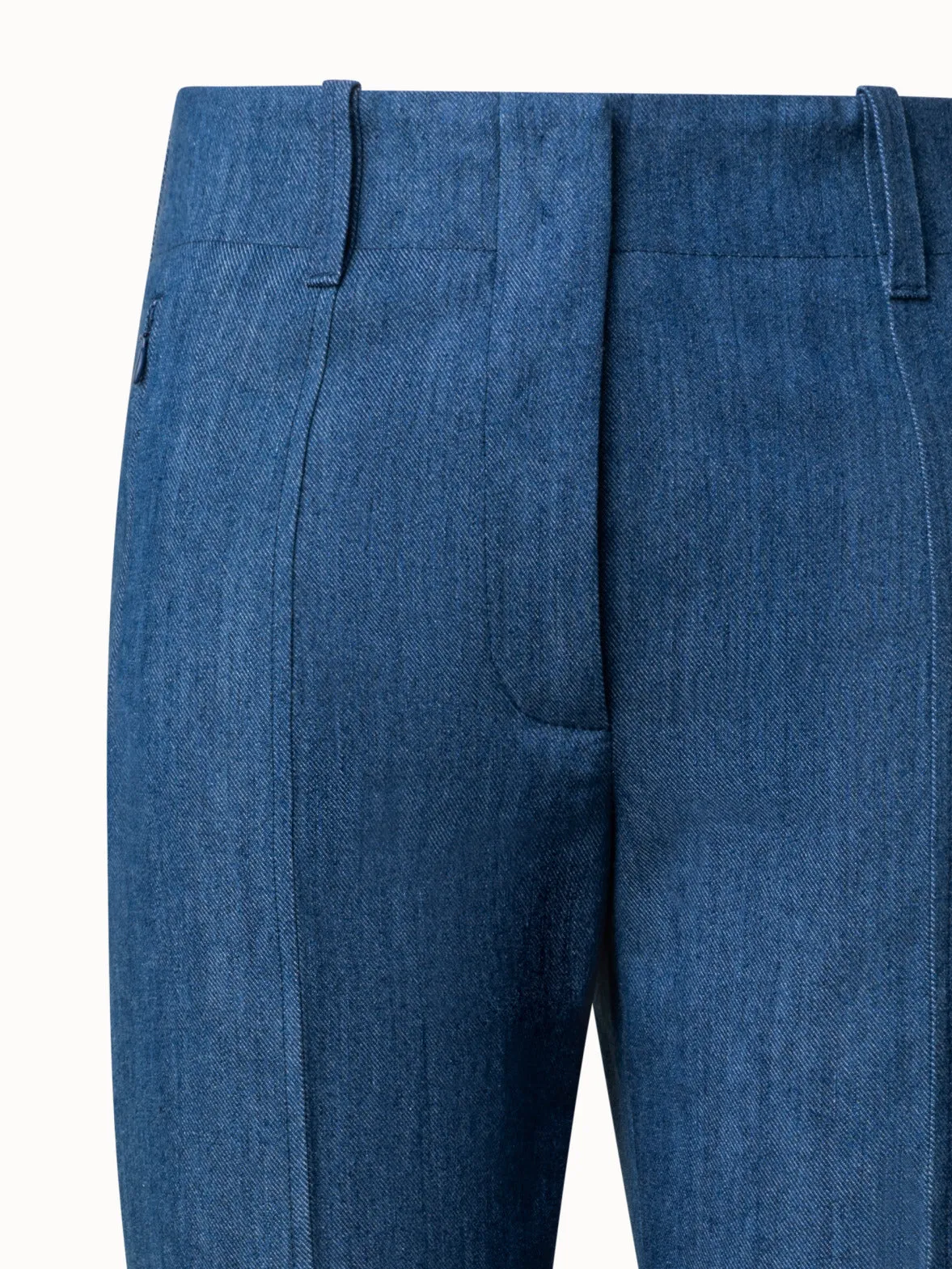 Slim Ankle-Length Cotton Denim Stretch Pants