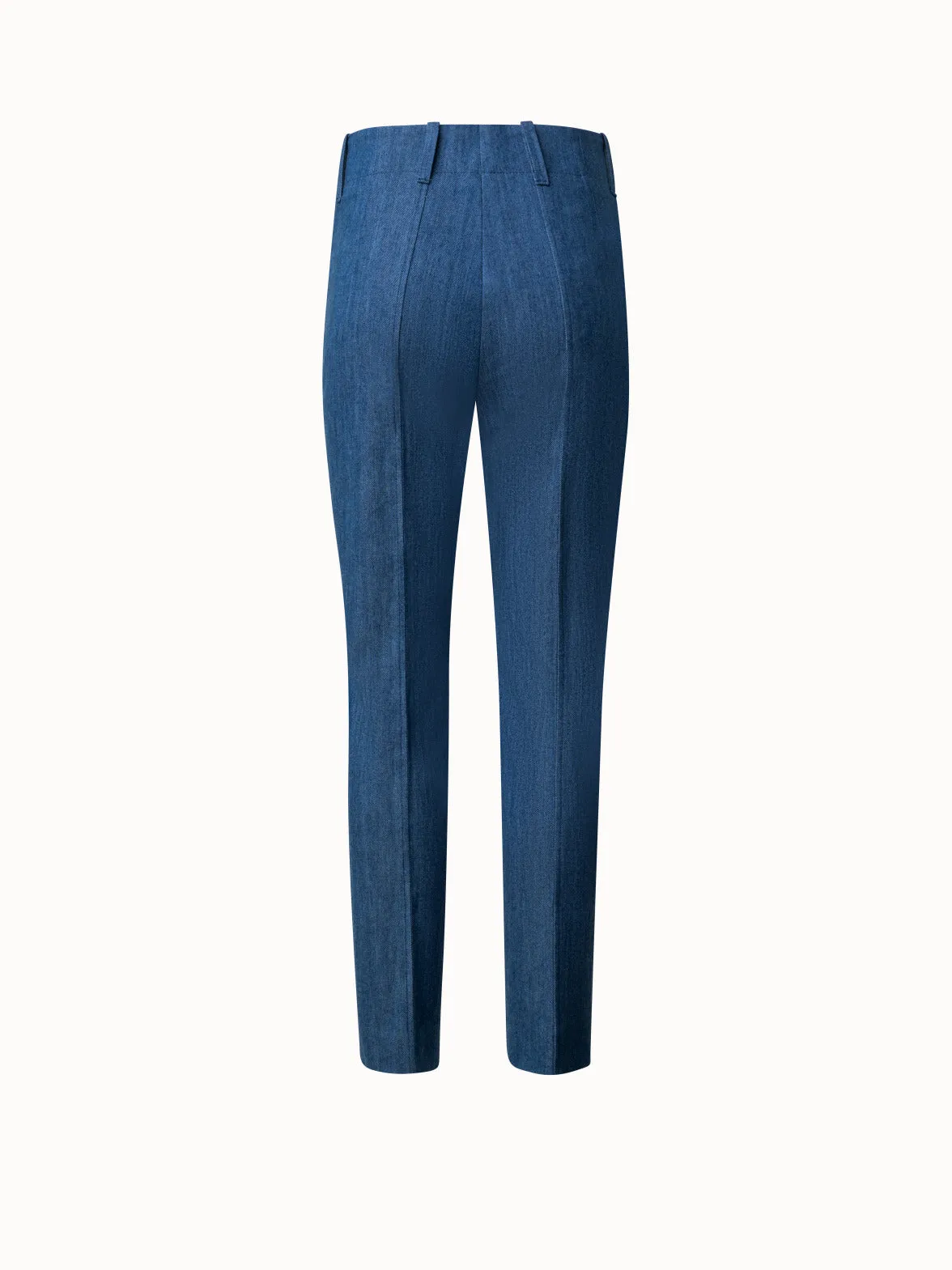 Slim Ankle-Length Cotton Denim Stretch Pants