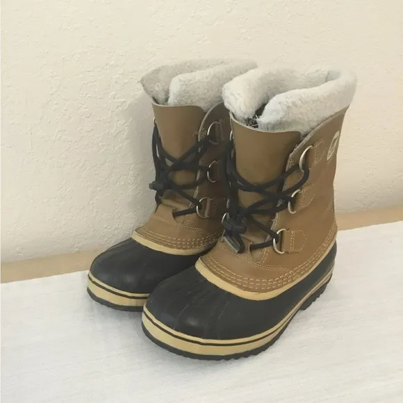 Sorel Yoot Pac Mens Round Toe WaterProof Snow Boot Brown Black youth size 4