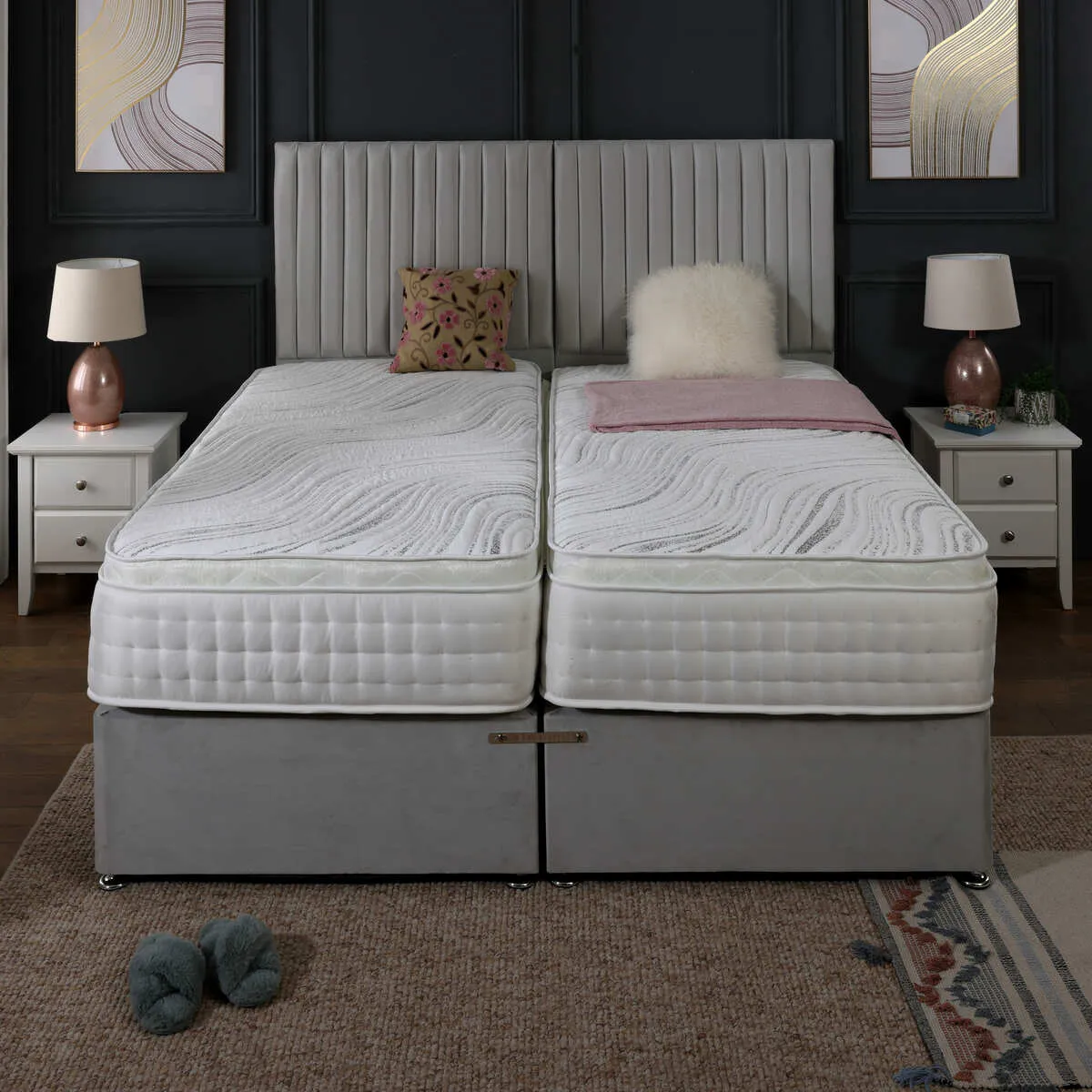 Spacebox Soft Zip and Link 1000 Pocket Sprung Pillow Box Divan Bed Set