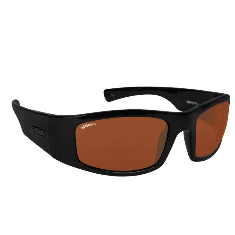 Spotters Coyote  Gloss Black Mens Performance Polarised Sunglasses