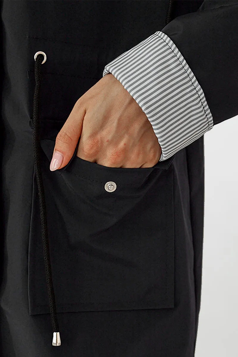 STRIPED CARBON BLACK WINDBREAKER JACKET