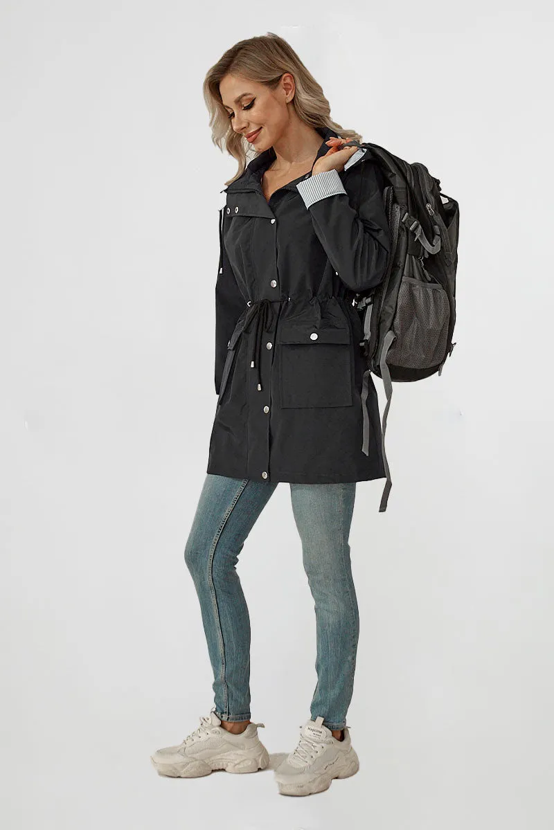 STRIPED CARBON BLACK WINDBREAKER JACKET