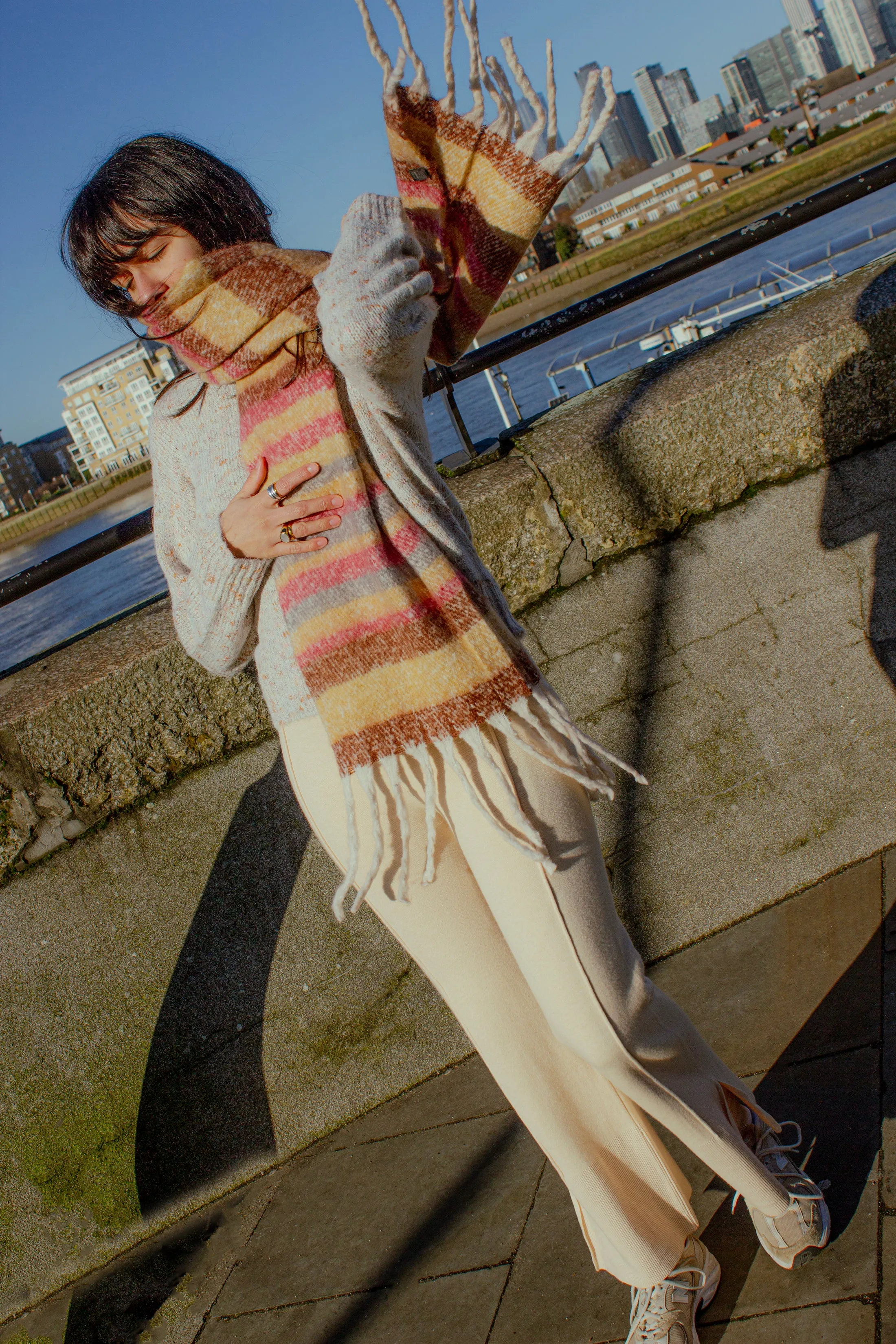 Striped Warm Wrap Scarf