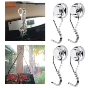 StyleZ 4 Pcs Heavy Duty Swivel Magnetic Swing Hooks Super Strong All Purpose Stainless Steel Hangers