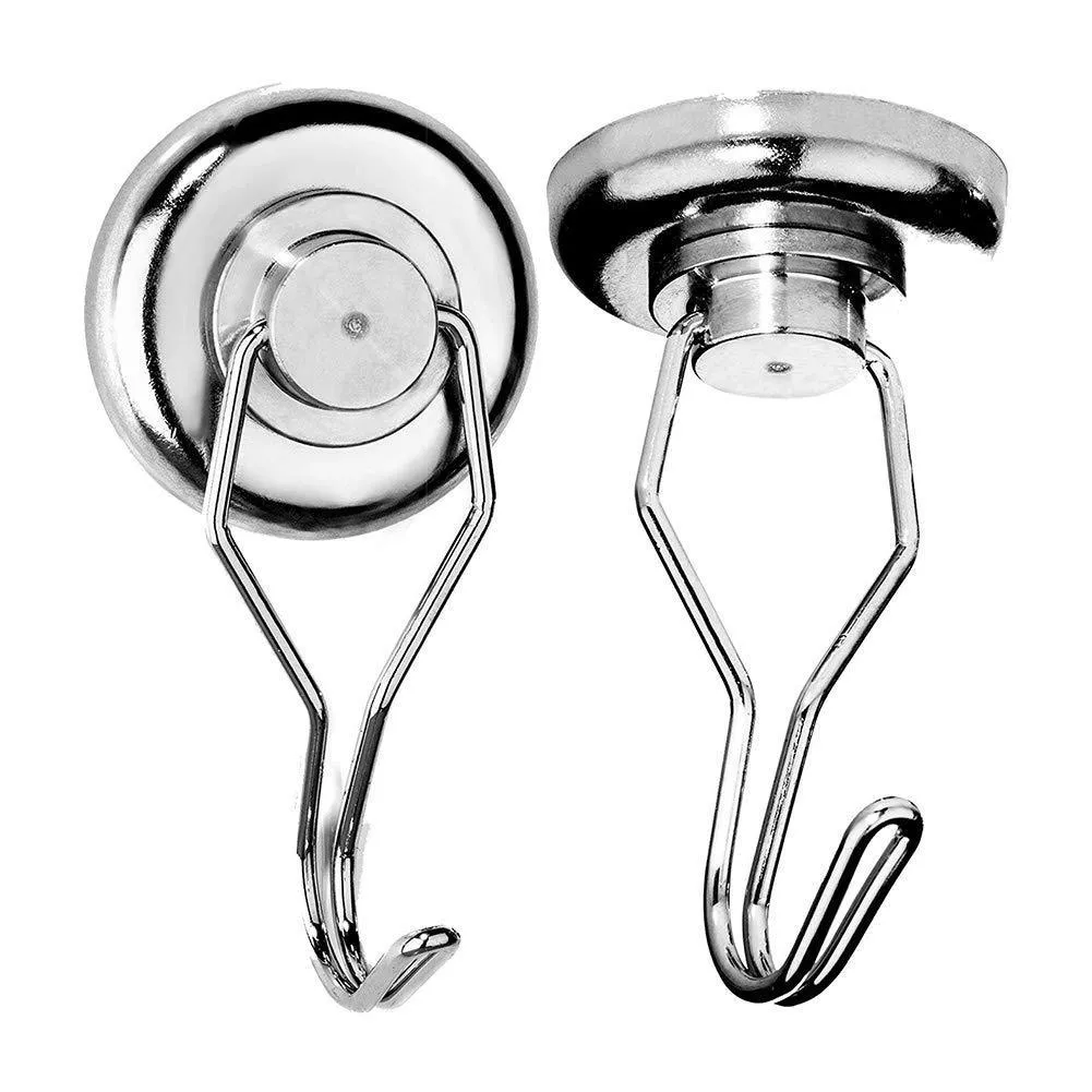 StyleZ 4 Pcs Heavy Duty Swivel Magnetic Swing Hooks Super Strong All Purpose Stainless Steel Hangers