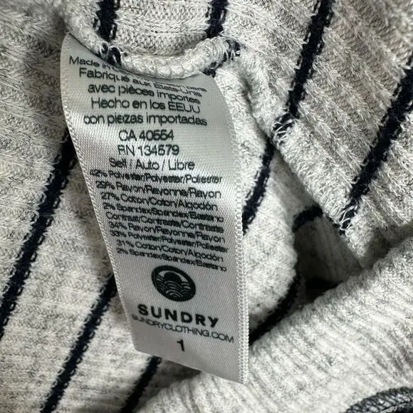 Sundry Rise and Shine Thermal Pajama PJ Pants Gray Stripe size 1 / Small
