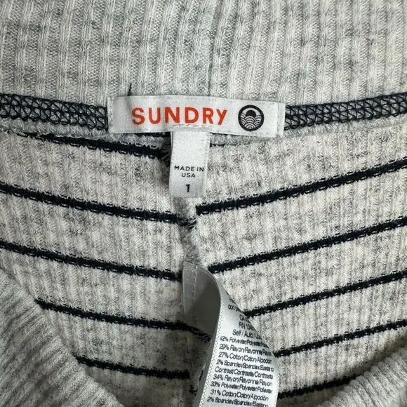 Sundry Rise and Shine Thermal Pajama PJ Pants Gray Stripe size 1 / Small