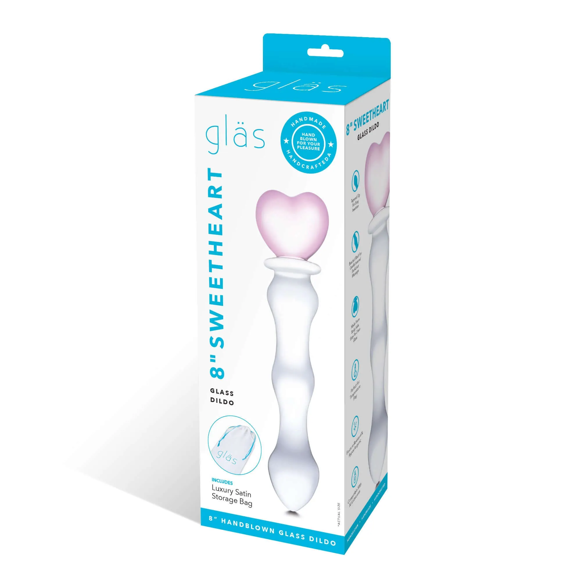 Sweetheart Glass Dildo: An 8-inch Elegance in Pink/Clear for Heartfelt Pleasure