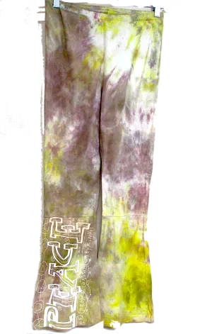 The People of the Labyrinths Amsterdam. Vintage tie dye stretch PEACE graphic pants