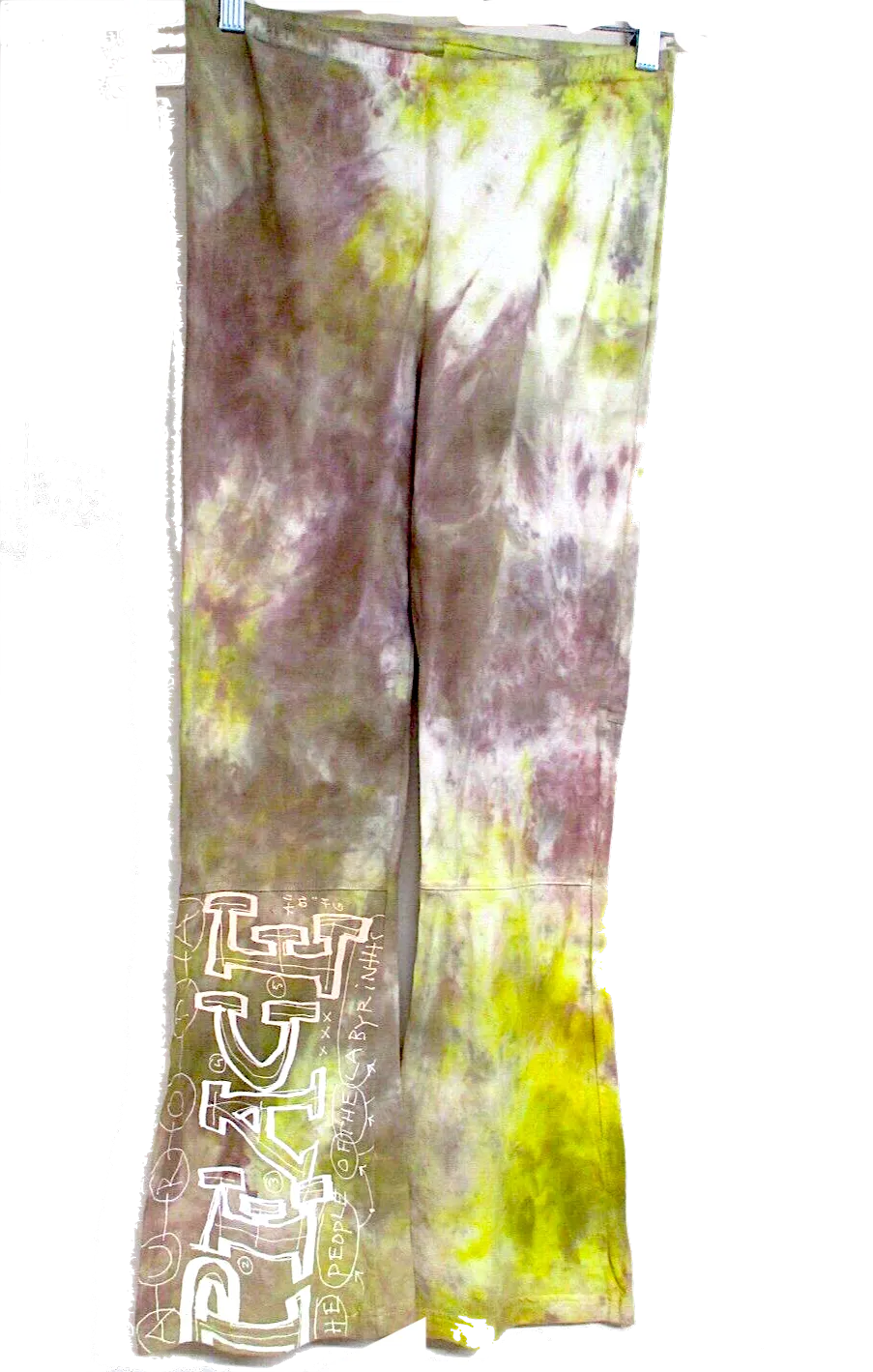 The People of the Labyrinths Amsterdam. Vintage tie dye stretch PEACE graphic pants