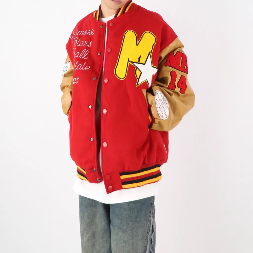 Towel Embroidered PU Splicing Jacket
