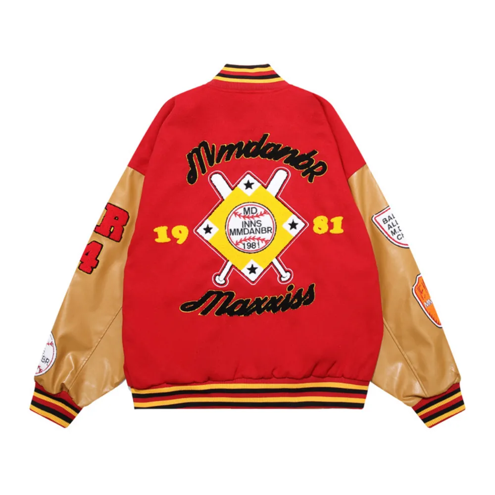 Towel Embroidered PU Splicing Jacket