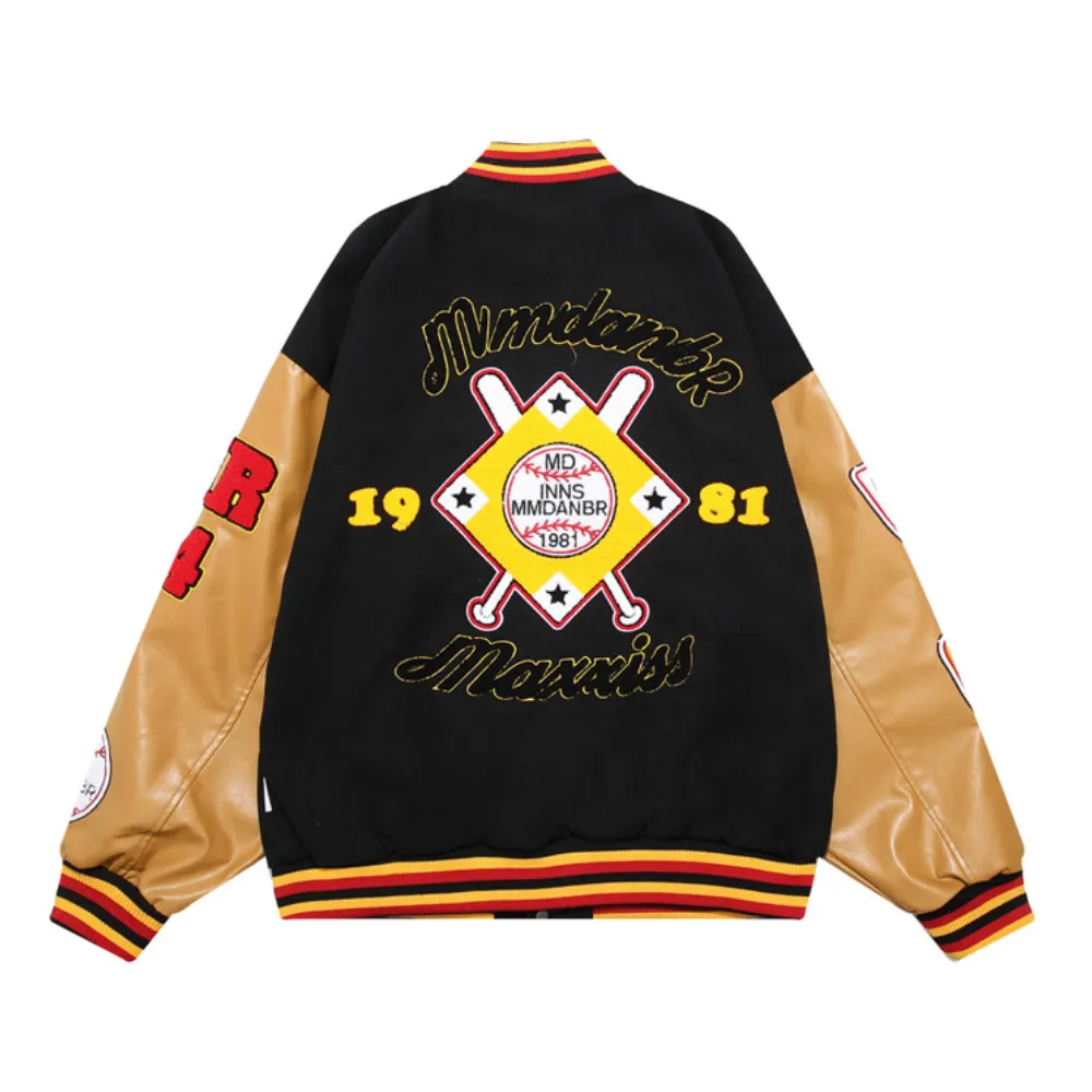 Towel Embroidered PU Splicing Jacket