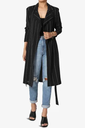 Tranquil Striped Self Tie Longline Jacket