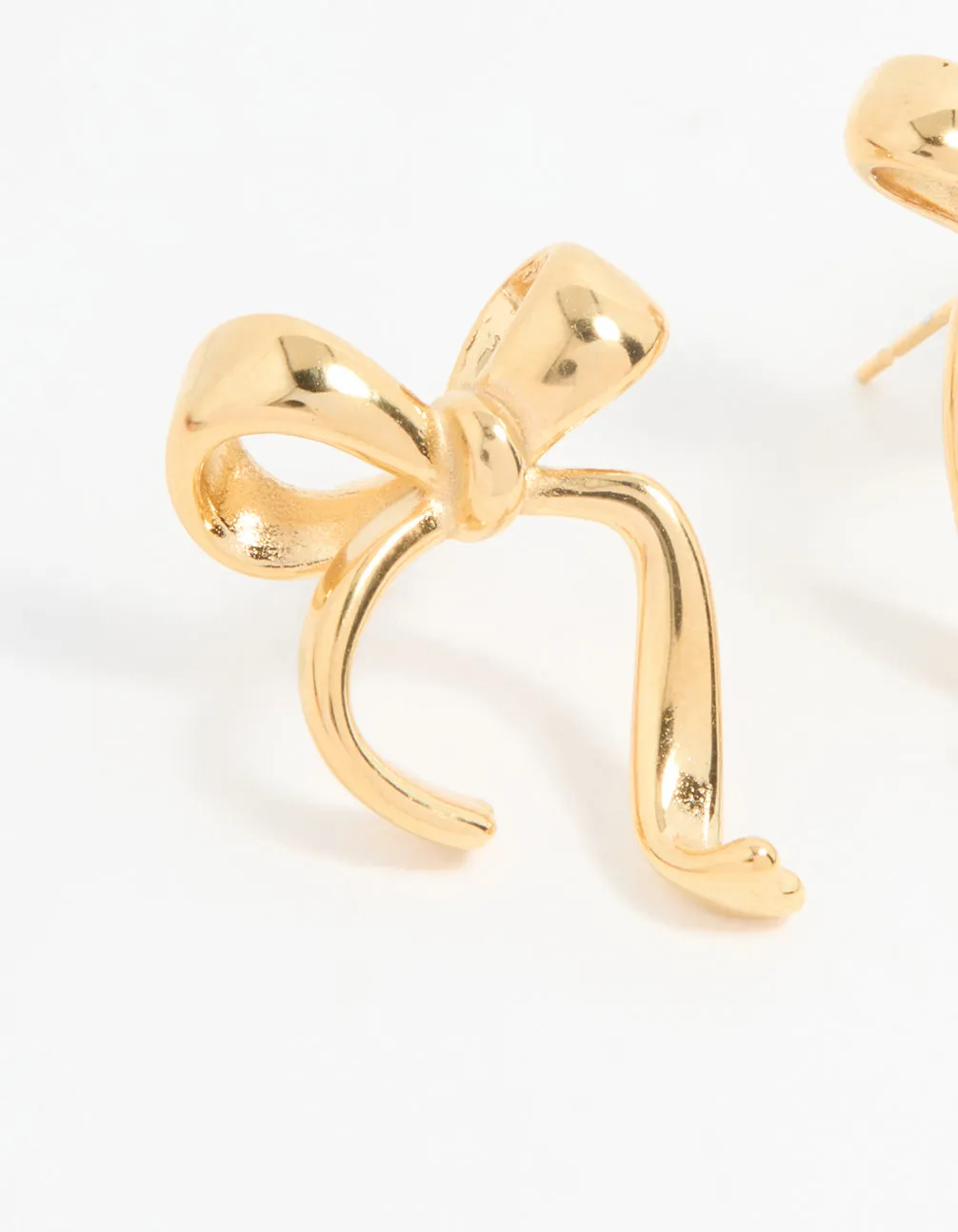 Waterproof Gold Plated Stainless Steel Bow Stud Earrings