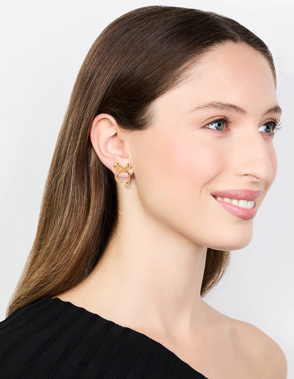Waterproof Gold Plated Stainless Steel Bow Stud Earrings